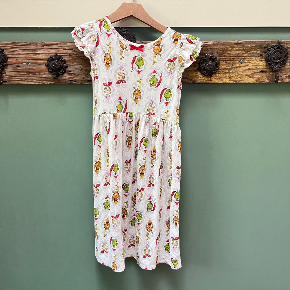 Hanna Andersson Dr Seuss The Grinch Flutter Sleeve Dress Kids Size 10 140cm
